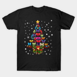 Merry Christmas Butterfly Tree T-Shirt